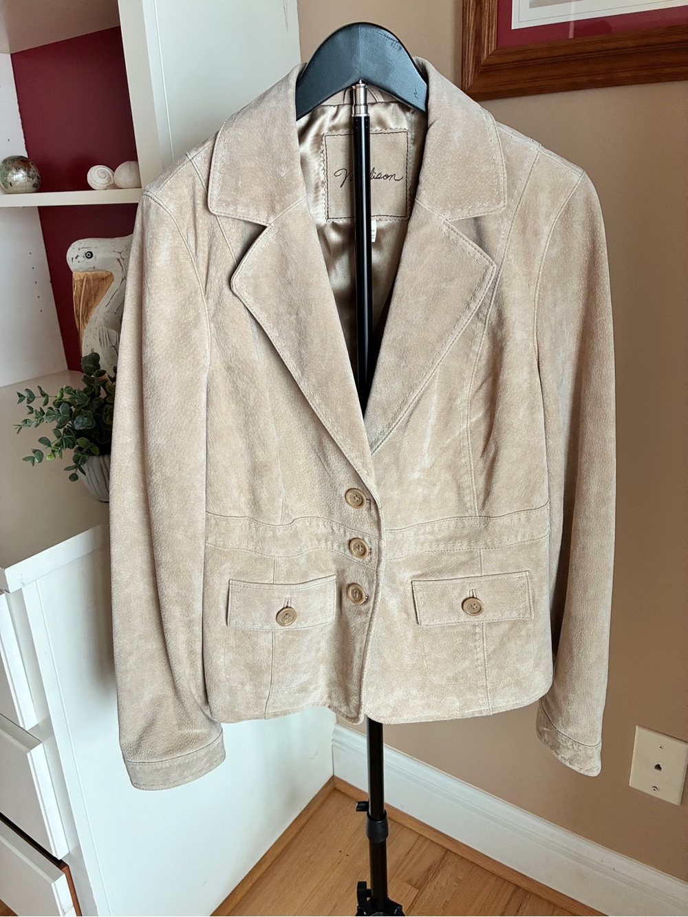 Madison cream suede leather jacket size 14